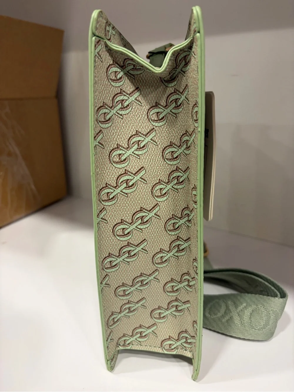 Green XOXO Monogram Crossbody Bag with Gold Accent NWT